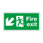 Fire Exit Running Man Arrow Down Left Sign